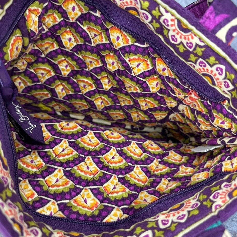 Vera Bradley Purple Floral Quilted Tote with Teal and Yellow Accents - Picture 7 of 8